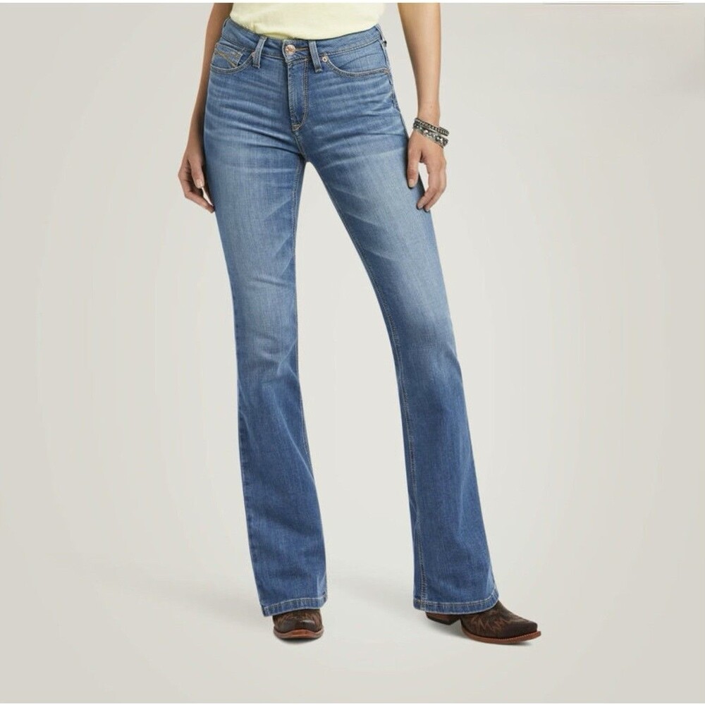 Ariat Real Jeans Womens 34R Blue Bootcut Denim Tennessee Real Daniela Western